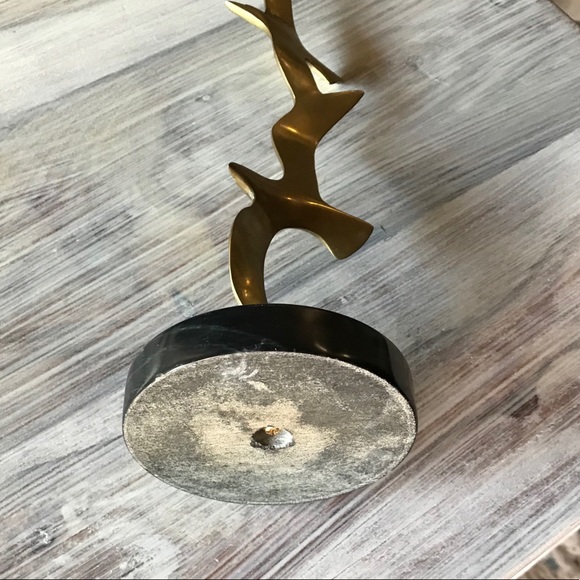 Gatco MCM Vintage Solid Brass Marble Base Seagulls In Flight 13” - Picture 5 of 5